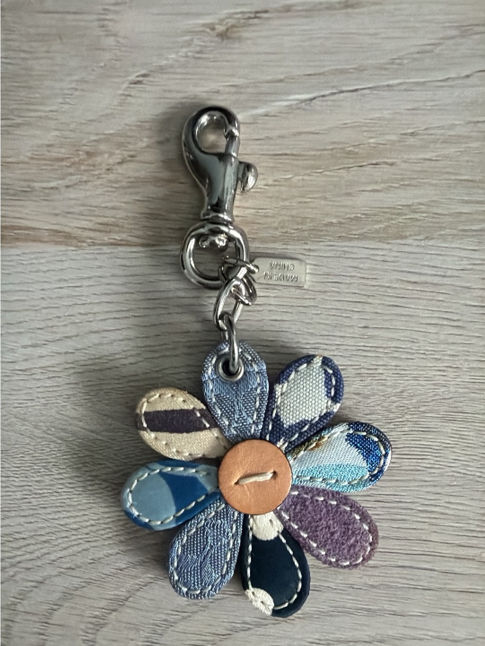 Coach Multicolor Leather Floral Patchwork Keychain Charm